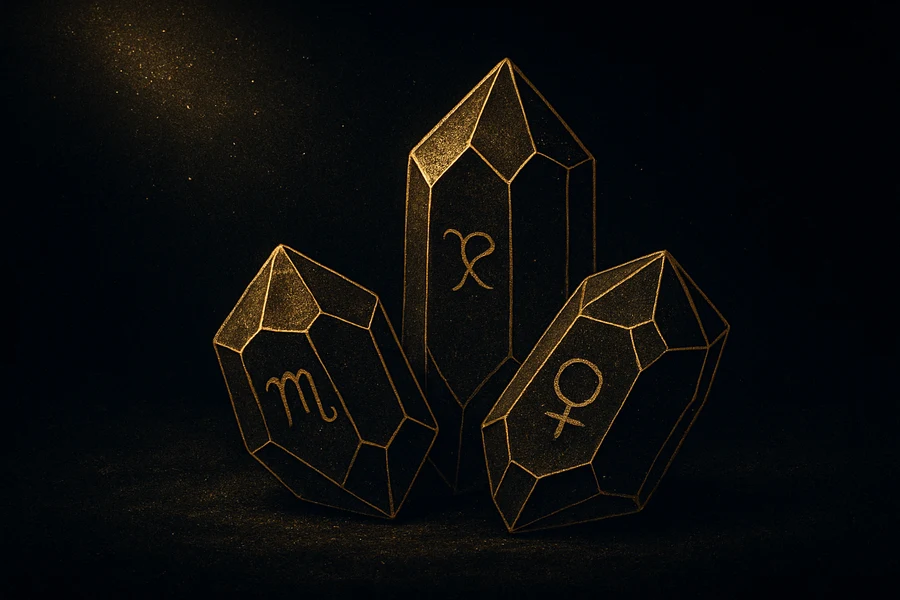 Geometric crystals, natural stone guide