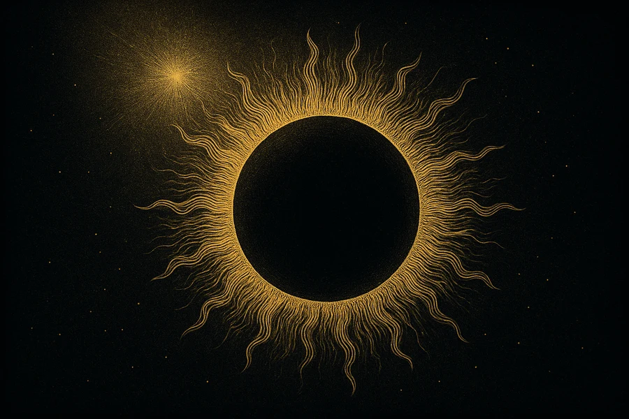 Total solar eclipse, the golden corona ring