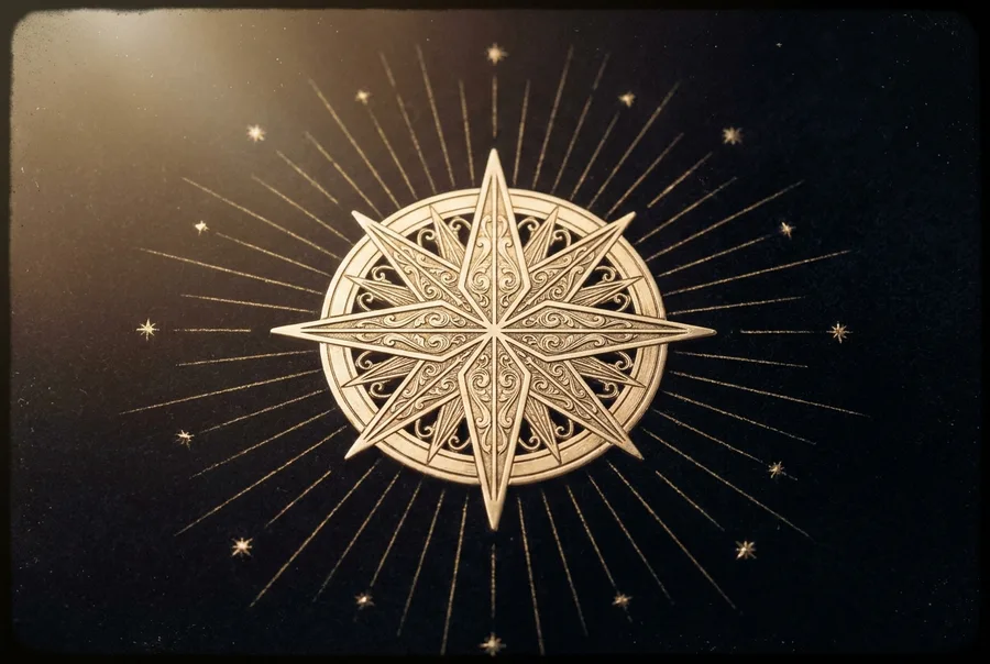 Golden compass rose, a nine question career archetype test motif