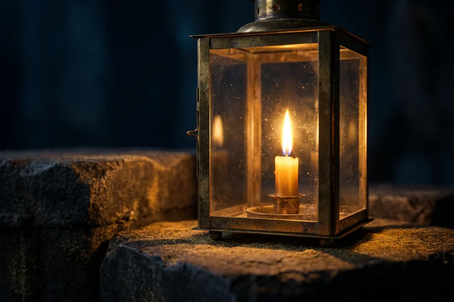 A golden flame burning calmly inside a sturdy vessel, framed by four equal sides, a breath ritual for anger
