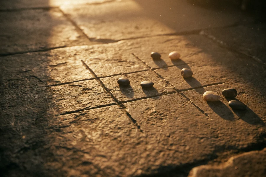Three in a row, the oldest game of alignment