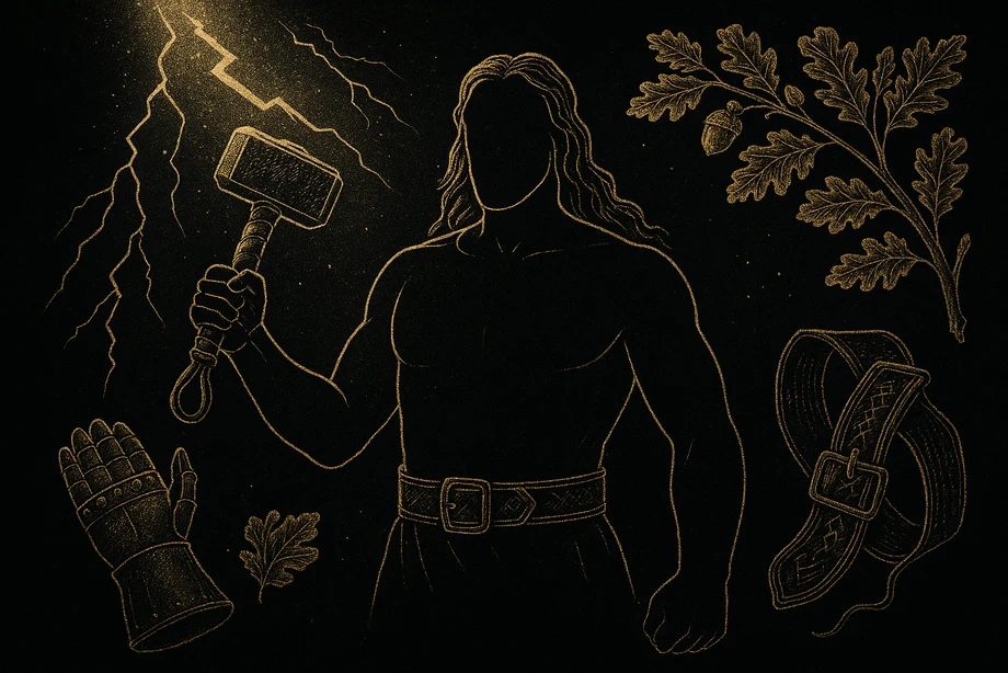 Thor, Lightning, protection, strength, alchemical engraving silhouette