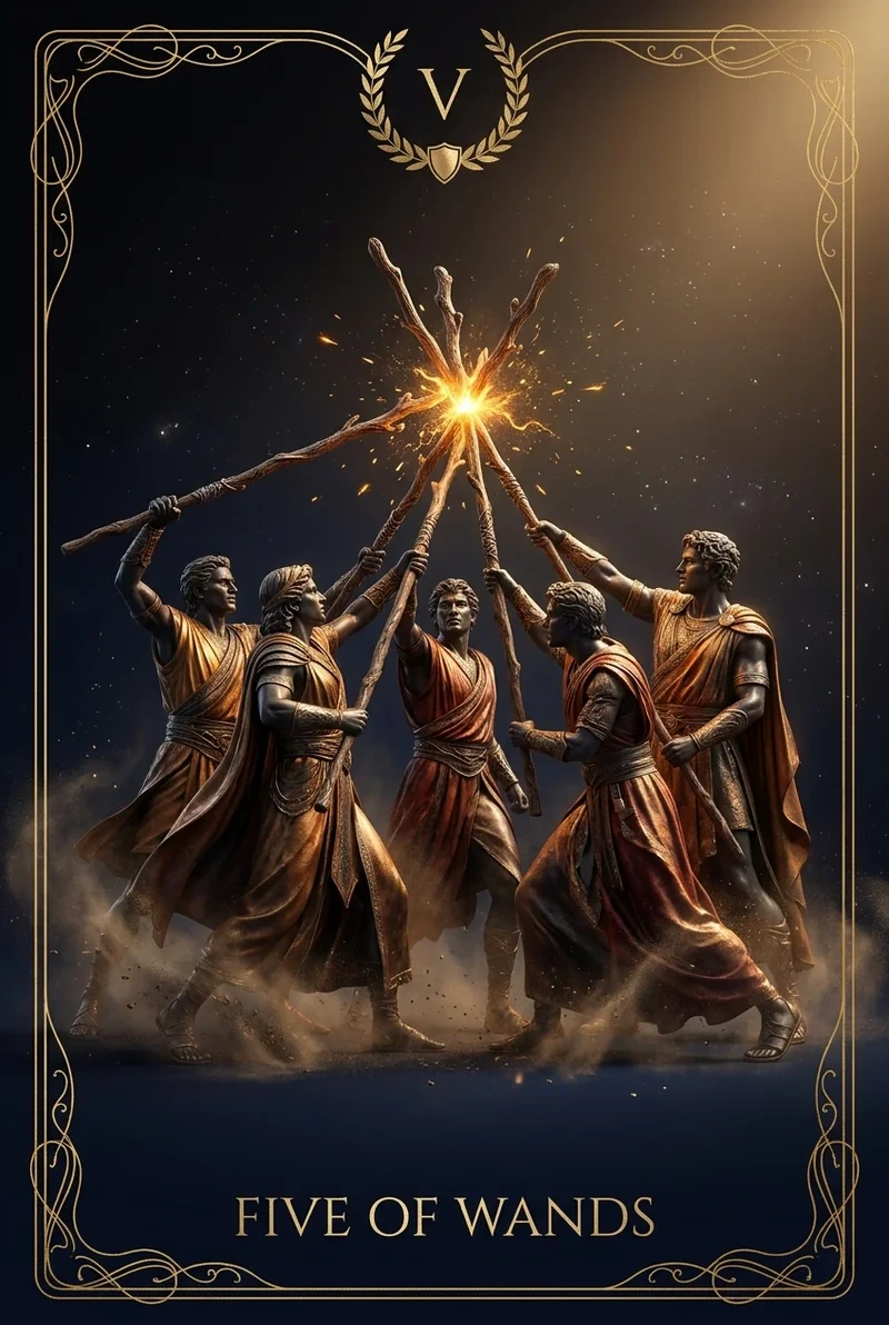 Beş Asa, Five of Wands