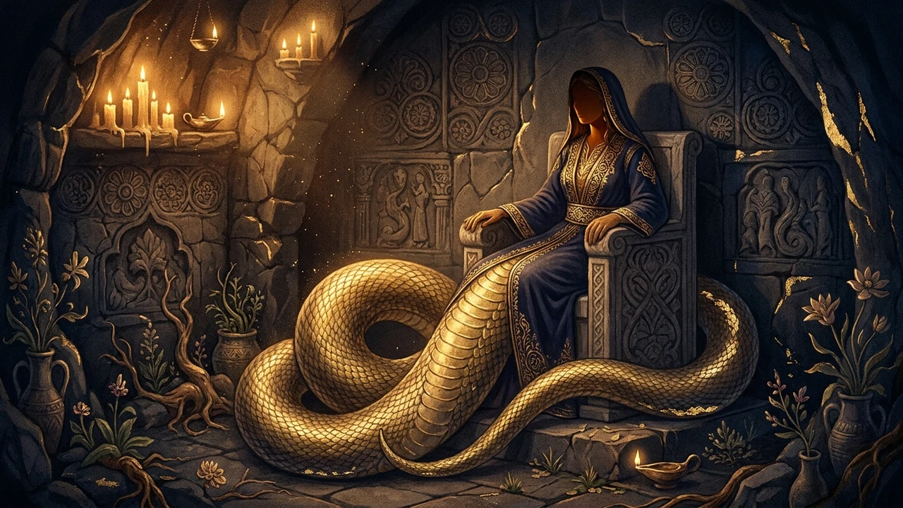 Shahmaran, half serpent half woman, queen of wisdom, Anatolian ornament